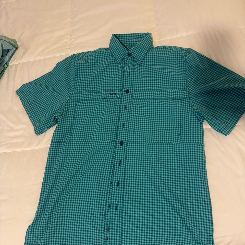 Game Guard Blue Casual Button Down Shirt with Checkered Pattern